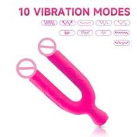 Vibromasseur double tête à forte vibration, 10 fréquences, étanche, flexible à 180 degrés, double usage, trois moteurs, pénis artificiel