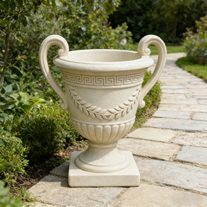 Pot de fleurs en résine fait main, peint à la main, motif goutte d'eau <span class=keywords><strong>blanc</strong></span>, double anse, style <span class=keywords><strong>laurier</strong></span> - Paysage de jardin classique européen - Product Image 2