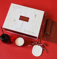 Ensemble cadeau diffuseur de parfum et bougie en verre rouge de luxe, artisanal et personnalisé, avec ornement en plâtre, parfum frais longue durée, pour mariage