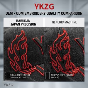 OEM/ODM Customizable 5-Panel 100% Cotton Baseball Caps Adjustable Custom Embroidery Flame Logo Red Satin Lining Baseball Hat - Product Image 3