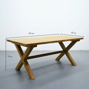 Old Teak <b>Table</b> with X-Legs, Reclaimed Wood <b>Table</b> with Natural Weathered Texture for Sustainable Dining Room and Garden - Product Image 6