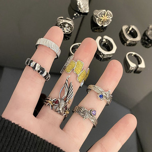 Nhẫn phong cách Gothic, Punk hợp thời trang theo phong cách Retro mới với các khớp ngón tay có thể điều chỉnh, ngón tay dày, nhẫn thời trang nam và nữ - Product Image 4