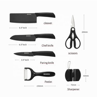 Vente en gros 6 pièces ensemble de couteaux de cuisine multifonctionnel en acier inoxydable lame 3Cr13 avec poignée en plastique PP emballage de boîte-cadeau de coupe
