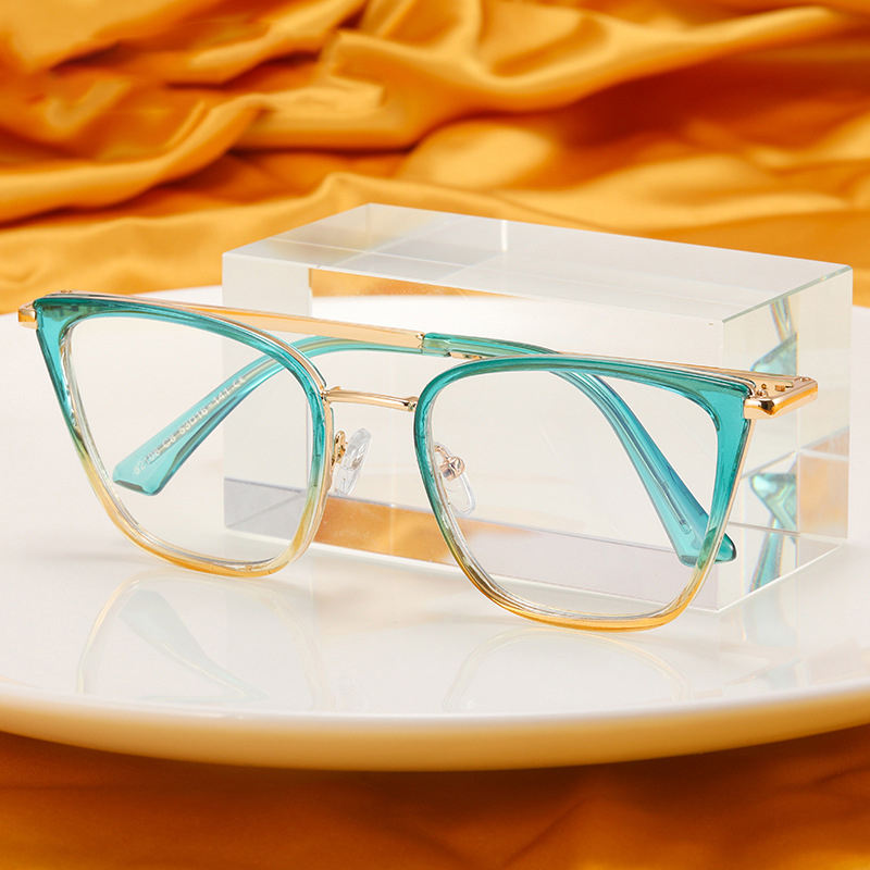 82108 Metal Cat Eye Women Computer Glasses Fashion Brand Designer square  Anti Blue Light Eyeglasses Frame - Main Image