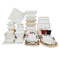 Ensemble de vaisselle jetable en papier compostable résistant à l'eau et à l'huile, de qualité supérieure, avec couverts et gobelets