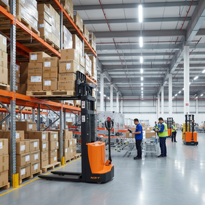 電気フォークリフト1T 1.5T 3Mトランシーバー電気スタッカーフォークリフト容量ミニスタッカーの後ろを歩く - Product Image 1