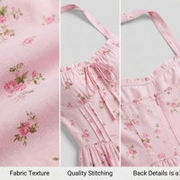 Robe midi rose pour femme, col halter, taille haute, sans manches, coupe trapèze, imprimé floral, écologique, légère, respirante, été, OEM/ODM