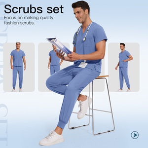 Robes chirurgicales élastiques pour hommes col en V à manches courtes unisexe ensemble de vêtements uniformes pour hôpital bucco-dentaire médecin infirmière - Product Image 3