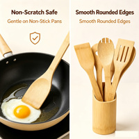 Ensemble d'ustensiles de cuisine écologiques en bambou antiadhésifs avec cuillère en bois plaqué or à long manche, capacité de 10 ml, pour les fêtes