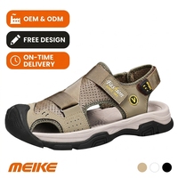Sandales plates d'extérieur MEIKE, fabriquées à la main en microfibre, grande taille, avec logo personnalisé, à lacets réglables, toutes saisons, fourniture directe usine