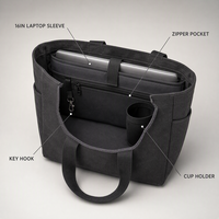 Sac fourre-tout personnalisé en toile 12 oz avec fermeture éclair supérieure, compartiment pour ordinateur portable 16 pouces, multiples poches, porte-gobelet, crochet à clés, idéal pour le travail, les enseignants et la rentrée scolaire