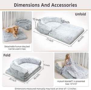 Opvouwbaar Hondenbed Voor Menselijke Gigantische Menselijke Hondenbed Hondenbedden Met Deken Uit China - Product Image 5