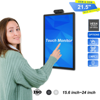 شاشات لمس تفاعلية مقاس 15.6 و21.5 و24 بوصة، شاشات عرض LCD تعمل باللمس، شاشات كمبيوتر كاملة الدقة للتثبيت على الحائط