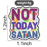 Broche en émail 'Not Today Satan' avec motif floral, en alliage de zinc, pour sac à dos, veste, chapeau, revers, accessoire de collection