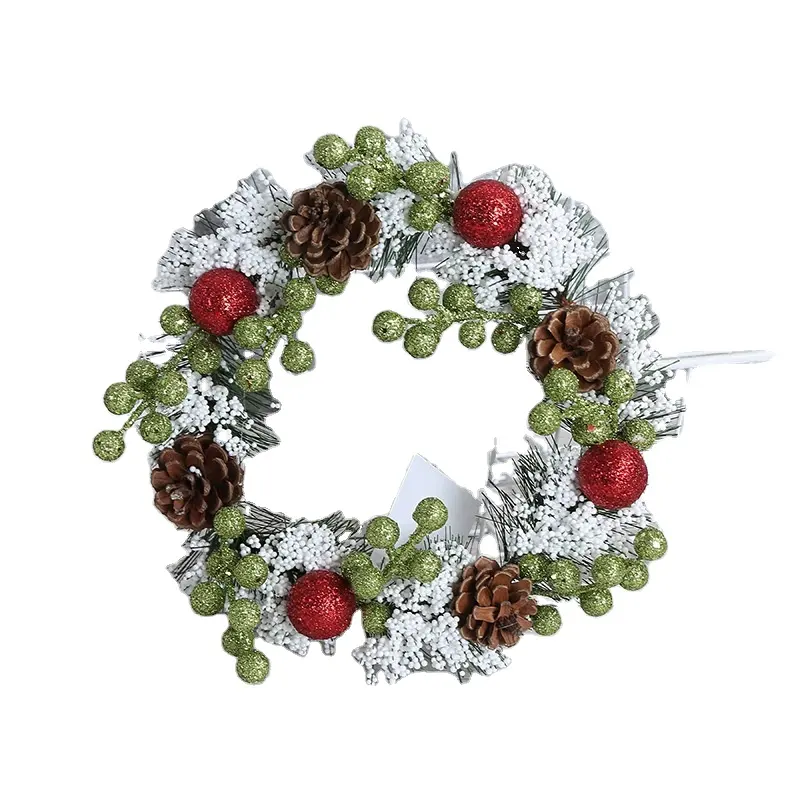 2024 Navidad decoración del hogar simulación vacaciones anillo Planta artificial corona decoración interior guirnalda de frutas rojas