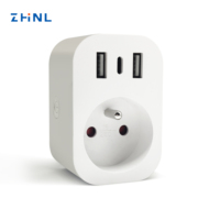 Adaptor soket colokan USB daya pintar Tipe C Wifi kontrol suara Google APP Tuya standar EU/FR