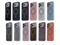 Funda Magnética Holográfica con Purpurina para Teléfono, TPU+PC 360 °   Funda Antihuellas con Brillantes para iPhone 17 Pro Max para Mujer