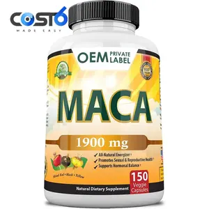 Men's Maca Capsules Strong Energy Black Maca Pills For Butt Hip Enlargement OEM Maca Root Powder With Ginseng