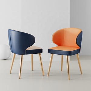 Commercio all'ingrosso di lusso nordico Beige Cadeira de jantar Hotel imbottito cucina ristorante in velluto in pelle sedia da pranzo con gamba in metallo - Product Image 5