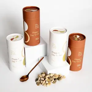 定制设计纸板环保型食品级牛皮纸管可圆柱形包装，用于茶咖啡豆保健品