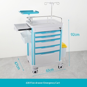 Carro de Rescate Médico ABS para Ambulancias y Hospitales, Construcción de Acero y Plástico, para Infusión, Anestesia y Suministro de Medicamentos, de Larga Duración - Product Image 4