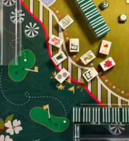 Jeu de tuiles de Mahjong américain de luxe en acrylique style Côte Corallienne, perles d'eau, design moderne, pour 4 joueurs, résistant à l'eau, portable