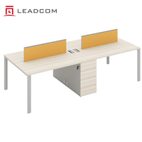 Bureau modulaire commercial LEADCOM avec pieds en acier, pour 4 personnes, face à face, avec armoire, pour bureau, OEM ODM