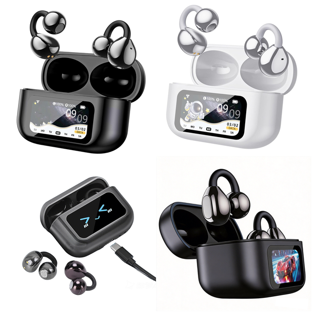 Wireless Earbuds New Stereo Headphones with LCD Screen for Business Comfort Fit BT 5.4 OWS Earphone Trending Products 2026