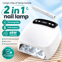 Lampe à ongles UV LED rechargeable 2-en-1 avec batterie, séchoir à ongles professionnel portable, séchage rapide pour vernis gel, usage en salon