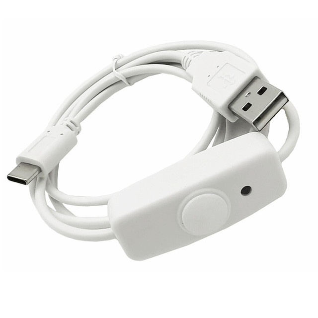 Type C to USB a Charging Male to Male USB c to Type-A Cable Button Cord Push Pull Control Cable With Blue Led 318 White Switch