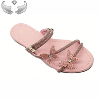 Sandales et pantoufles légères pour femmes, de haute qualité, élégantes, durables, confortables, respirantes, à semelle plate, pour l'extérieur, avec paillettes