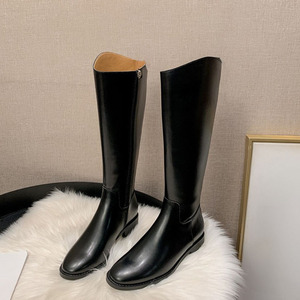 Bottes pour femmes en gros directement de l'usine, bottes en <span class=keywords><strong>cuir</strong></span> pour l'automne et l'hiver, bottes cuissardes, bottes hautes noires de haute qualité - Product Image 1