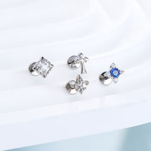 ASTM F136 Titanium Marquise CZ Bloem Hart Lip Ring Sieraden Piercing 16G <span class=keywords><strong>Labret</strong></span> Top Piercing <span class=keywords><strong>Labret</strong></span> Stud - Product Image 3