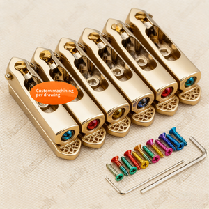 Pièce de rechange musicale pour guitare électrique sans tête, usinée par CNC et EDM, certifiée ISO9001, pour la fabrication de selles de pont de guitare électrique - Product Image 1