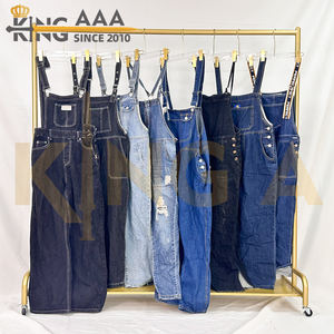 Grosir KingAAA A06-2 digunakan musim panas Jumpsuit untuk wanita kasual Vintage Denim Jeans suspender poliester/katun atasan warna campuran - Product Image 2