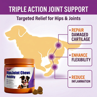 Pevet Hip Joint Soft Chews Anjing Kucing Formula Pendukung Mobilitas Glukosamin Kondroitin MSM Asam Hialuronat Suplemen Sendi OEM