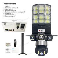 Caméra de Lampadaire Solaire 4G WiFi 12MP à 3 Objectifs Extérieure PTZ CCTV Sans Fil, avec Éclairage LED et Détection de Mouvement