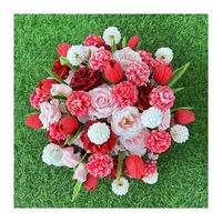 Bouquet de fleurs artificielles personnalisable, arrangement de tulipes rouges, d'hortensias roses et de chrysanthèmes blancs, centre de table de mariage mixte