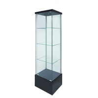 Vitrine en verre pour la maison, vitrine de vente au détail, finition en bouleau, vitrines en verre, armoires de présentation avec base en bois et éclairage LED