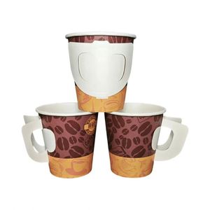 Gobelets en carton jetables personnalisables à paroi simple de 9 oz avec poignées, pour thé, café et soupe – Meilleure vente - Product Image 6