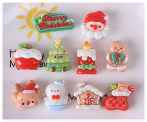 Decoraciones para teléfonos móviles Lote mixto Resina Árbol de Navidad Vela Muñeco de nieve Santa Claus Casa Ciervo manzana Encantos 3D Flatback Cabochons - Product Image 3