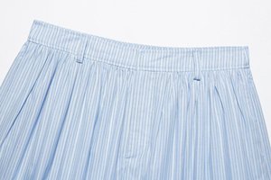 Guangzhou Auyan Wind Set Camisa corta a rayas de encaje estilo Mujer y conjunto de traje de falda medio Culottes - Product Image 5