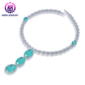 สร้อยคอพร้อมจี้อัญมณีสีเขียวไข่มุกคลาสสิกพร้อมโซ่ยาวคาดอกสุดเซ็กซี่ของผู้หญิงเครื่องประดับชุบทองสวยงามแบบย้อนยุคผลิตภัณฑ์ใหม่ - Product Image 1