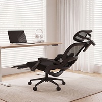Chaise de bureau ergonomique pivotante en maille avec dossier haut, inclinaison à 165 degrés, support lombaire 3D et repose-pieds