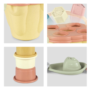 Juego de 19 piezas de juguetes de baño educativos para niños tazas apilables de paja de <span class=keywords><strong>trigo</strong></span> bloques de clasificación para reconocimiento de color habilidades motoras finas - Product Image 3