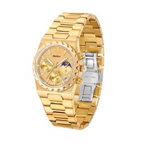Montre à quartz pour homme, luxe léger, affaire, acier inoxydable, cadran à aiguilles, phase de lune, 46 mm, résistante à l'eau 30 m