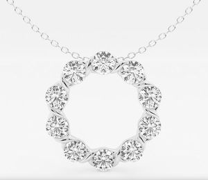 قلادة من الفضة مع تصميم مويسانيتي مجوف دائري ، شوكرز عصري بشهادة سلسلة حبل غرا - Product Image 2