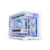 Boîtier PC GALAX Muguang 360-M à double compartiment, verre trempé panoramique, aquarium, châssis d'ordinateur de jeu RGB, noir