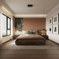 Design de maison moderne du milieu du siècle, meubles rétro et disposition ouverte