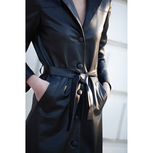 Cappotto Midi in Ecopelle con Cintura - Product Image 3